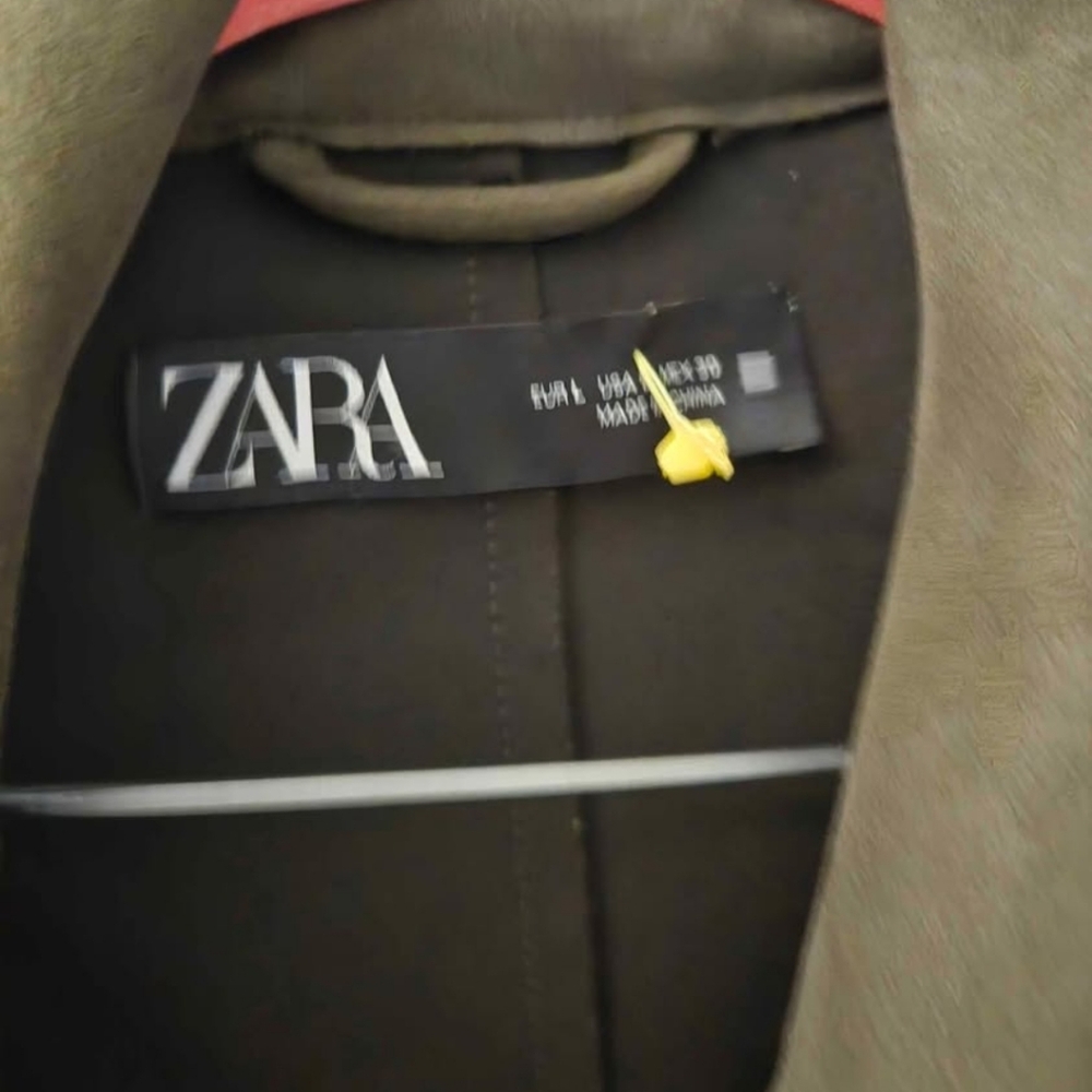 Zara Olive Green Woman's Trench Coat - Picture 3 of 3